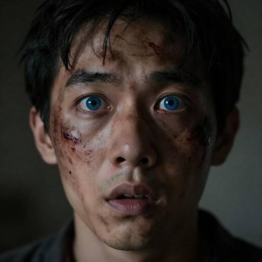 Dramatic Close-Up of Shocked Man