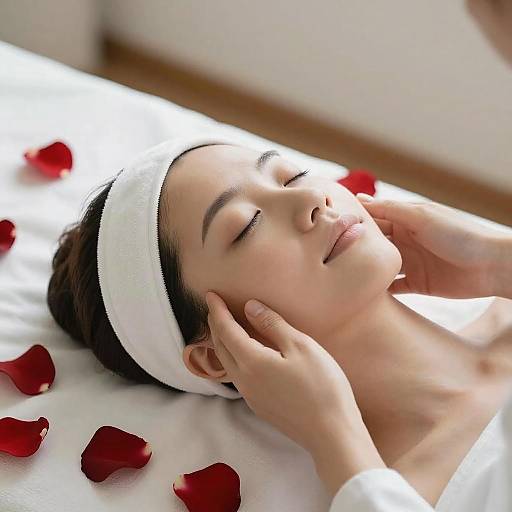 Relaxing Facial Treatment with Rose Petals