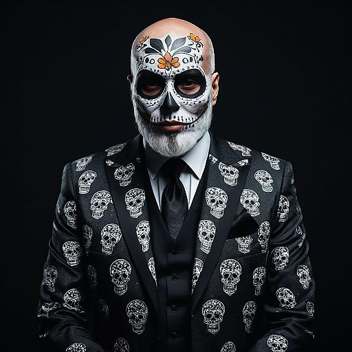 Solemn Elderly Man in Calavera Style