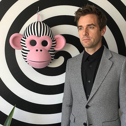 Stylish Man in Spiraled Background