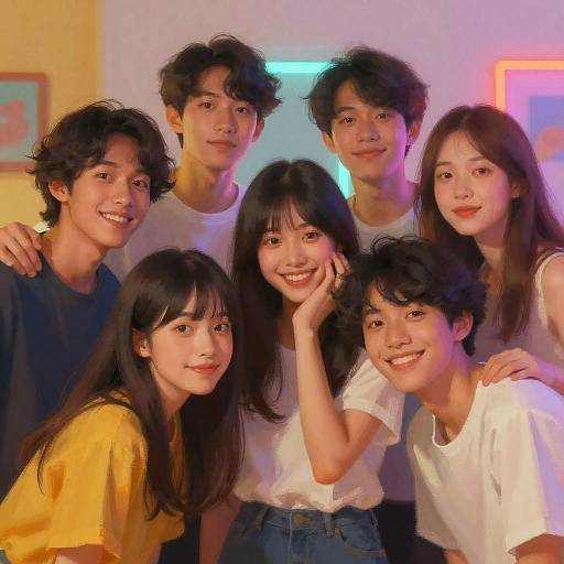 Playful Neon Night Friends