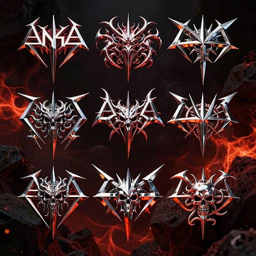 80s Metal Band Logos with Chrome Finish