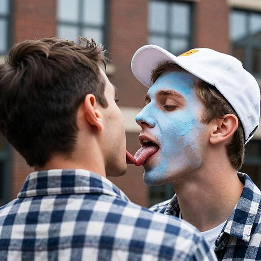 Intimate Close-Up of Two Men