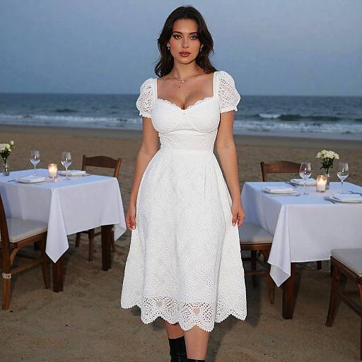 Pear-Shaped Woman in Vintage Dress