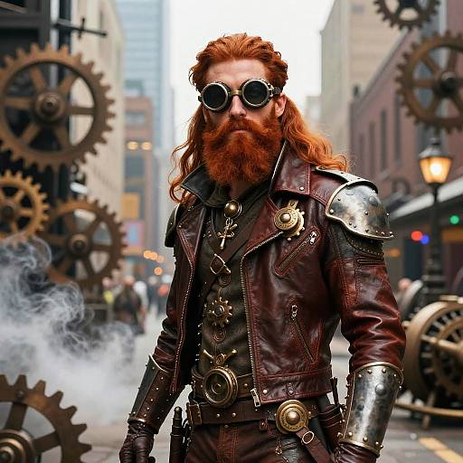 Steampunk Man with Red Hair and Goggles