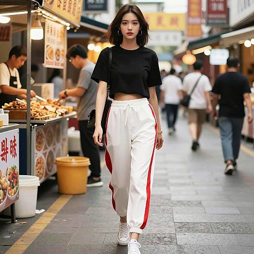 Digital Manga Woman at Street Food Vendor