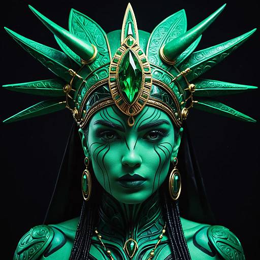 Emerald Skin Cyber-Fantasy Portrait