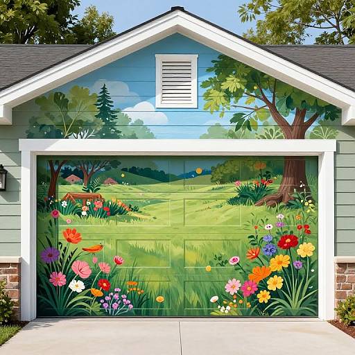 Country Garden Garage Door Mural