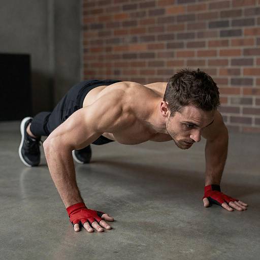 Muscular Shirtless Man Performing Push-Up
