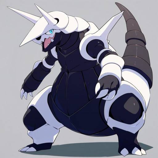 Illustration of Aggron, pokemon in the style of Sohin