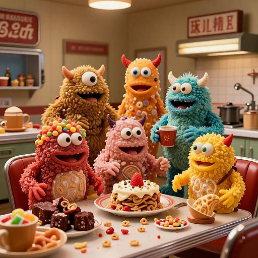 Retro 1960s Food Monster Diner