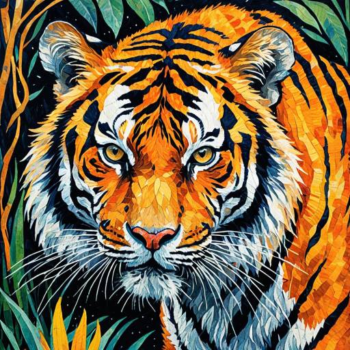 Vibrant Neo-Impressionist Tiger Drawing Vibrant Neo-Impressionist Tiger Drawing