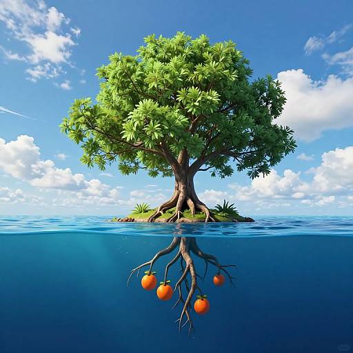 Solitary Tree on Floating Island
