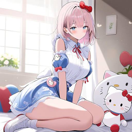 Illustration of Hello kitty (character), sanrio in the style of Takaharu