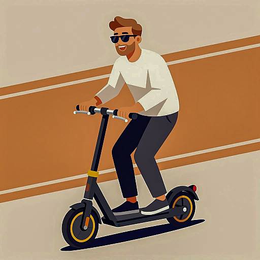 Man Riding Electric Scooter Illustration