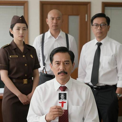 Serious Office Meeting Among Four Individuals