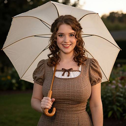 Vintage Woman in Victorian Garden