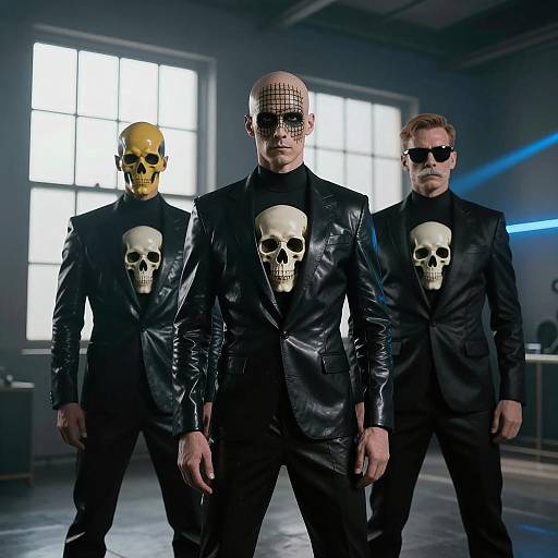 Mysterious Trio in Dark Suits