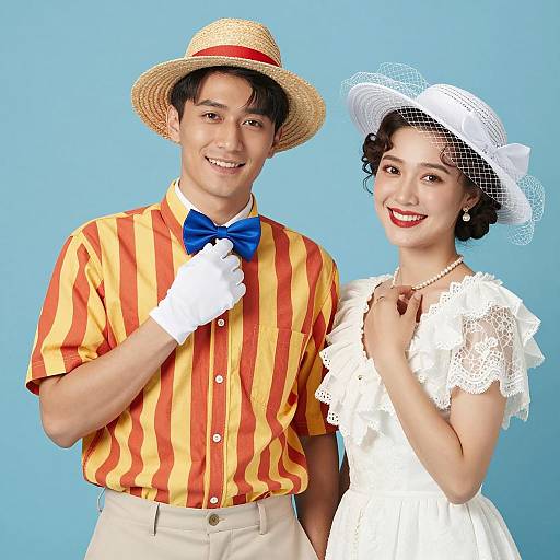 Cheerful Couple in Vibrant Attire