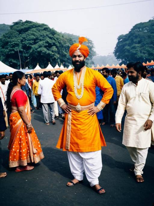 Man in Shivaji Maharaj Costume at Cultural Festival