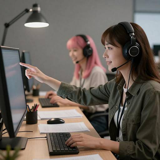 Women in a Dimly Lit Office Setting