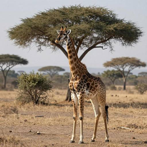 Giraffe in Sunny Savanna Landscape