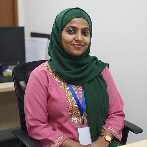 Smiling South Asian Woman in Office