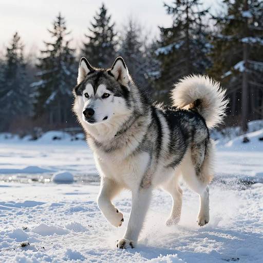 Cinematic Alaskan Malamute in Winter