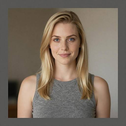Blonde Woman Portrait with Warm Bokeh