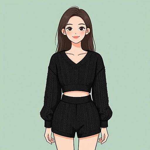 Smiling Woman in Stylish Knit Co-ord