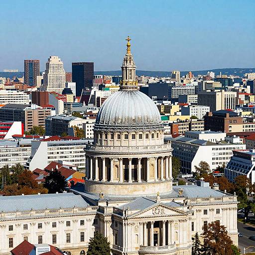 Golden Dome Cityscape from Height