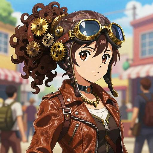 Vibrant Steampunk Aviator Girl Portrait