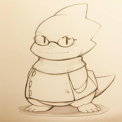 Illustration of Alphys, undertale in the style of Ayato