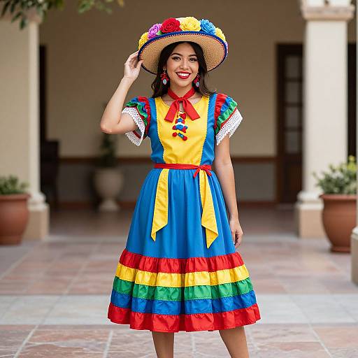 Colorful Mexican Woman Costume