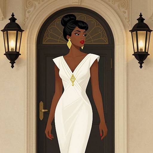 Art Deco Portrait of Elegant Woman