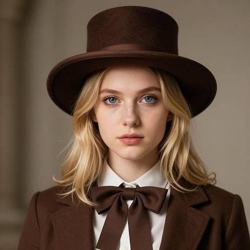Blonde Girl in Brown Top Hat