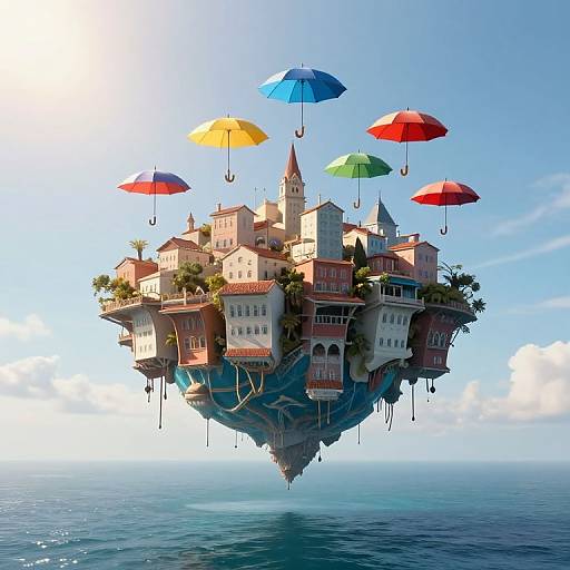 Fantastical Inverted City Between Sky and Sea