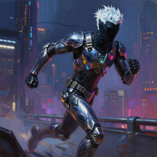 Cyberpunk Vigilante in Neon City