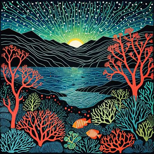 Cosmic Coral Reef Aurora Artwork
