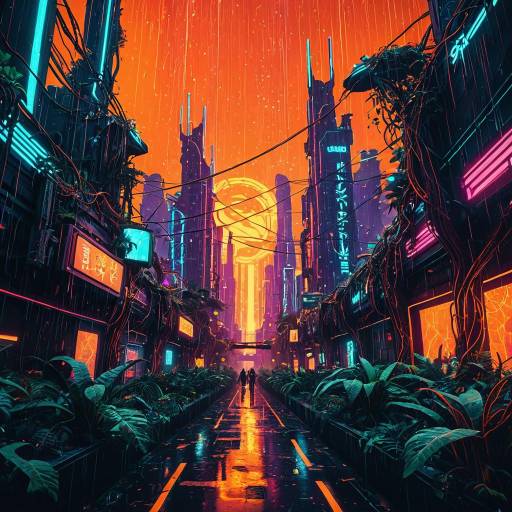Neon Jungle Metropolis at Sunset Neon Jungle Metropolis at Sunset