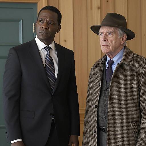 Two men in formal attire standing indoors