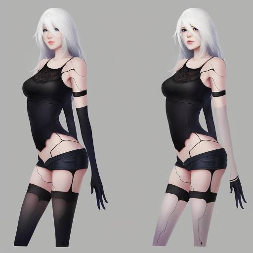 Dual Poses of Cybernetic Woman in Black Outfit