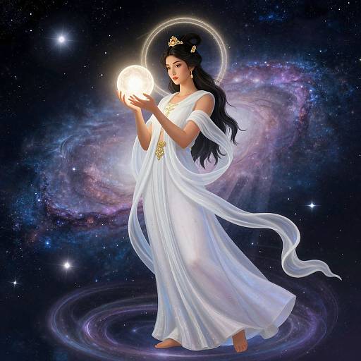 Celestial Goddess Holding Luminous Orb