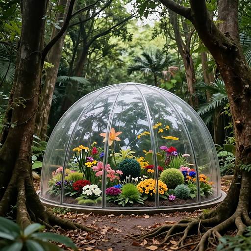 Glass Dome Garden in Forest