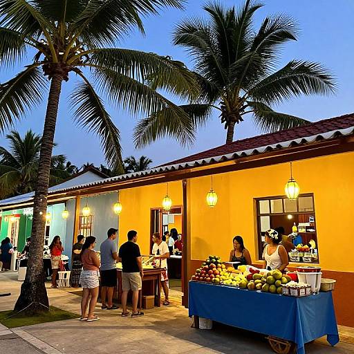 Lively Tropical Market Street Scene