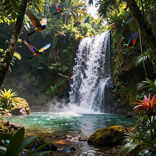 Exotic Jungle Waterfall Oasis