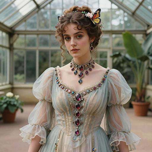 Moonlit Victorian Debutante in Glass Greenhouse