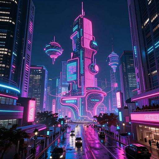 Trippy Futuristic Cyberpunk Cityscape