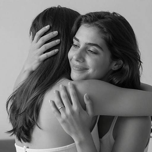 Black and White Embrace Between Two Women