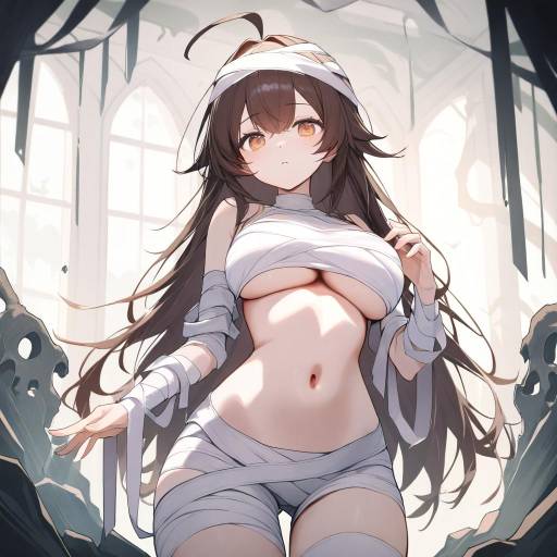 Gloomy Mummy Girl in Shadows